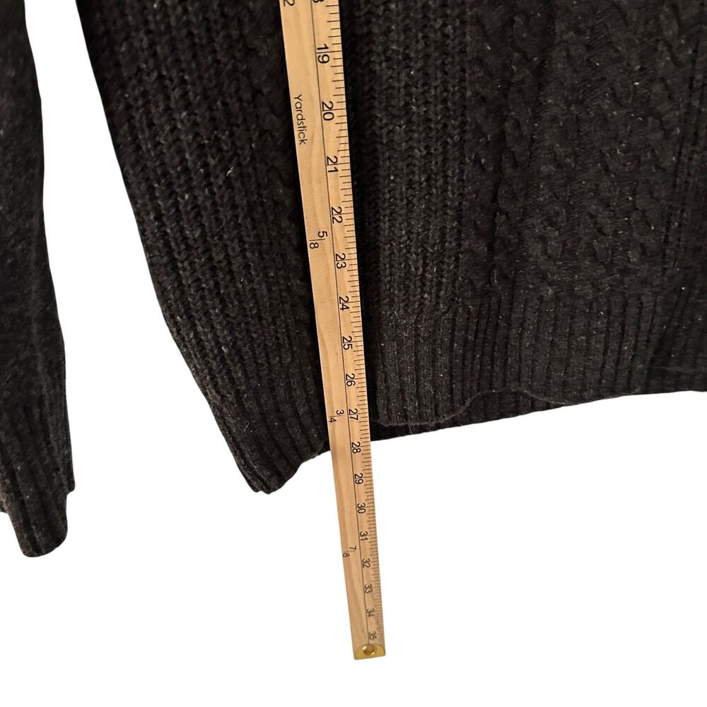 Irelandseye Men's Dark Grey Wool and Cashmere 1/4 Zip Cableknit Sweater S - Picture 3 of 6